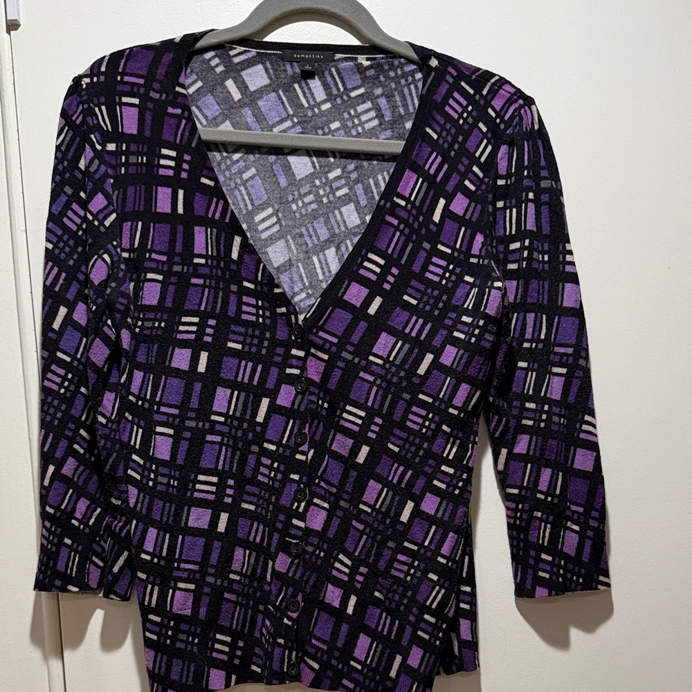 Purple and Black Women's cardigan